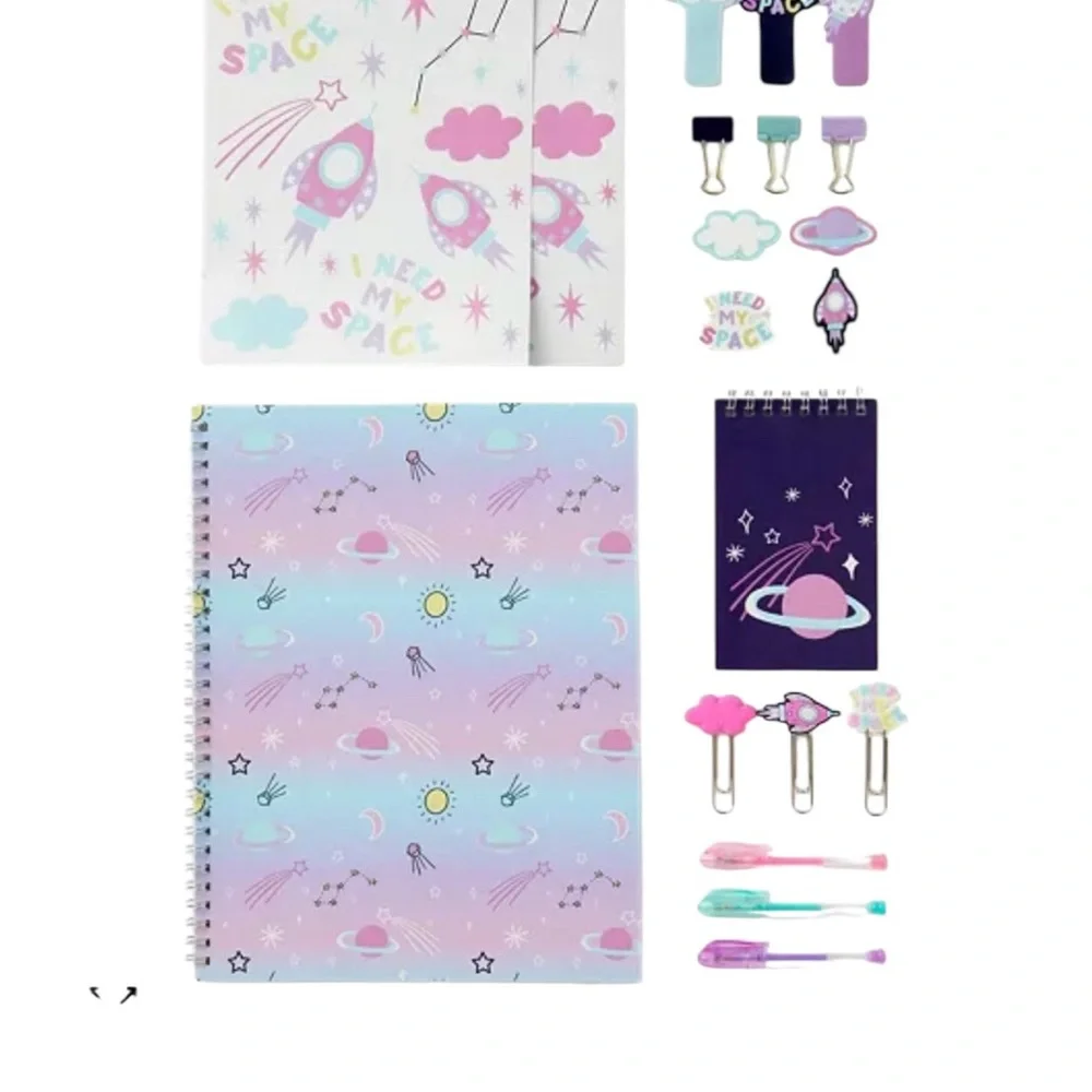 NWT InMocean Girls Pastel Space Backpack with Water Bottle‎ & Stationery Set
